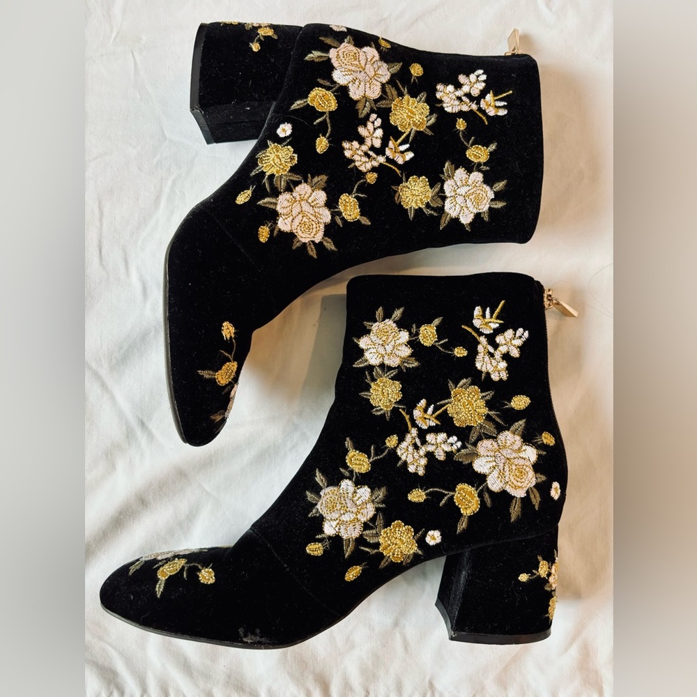 Velvet Floral Boots